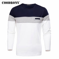 COODRONY T-Shirt Men 2018 Spring Autumn New Long Sleeve O-Neck T Shirt Men Brand Clothing Fashion Patchwork Cotton Tee Tops 7622