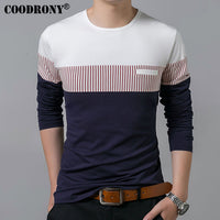 COODRONY T-Shirt Men 2018 Spring Autumn New Long Sleeve O-Neck T Shirt Men Brand Clothing Fashion Patchwork Cotton Tee Tops 7622