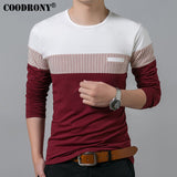 COODRONY T-Shirt Men 2018 Spring Autumn New Long Sleeve O-Neck T Shirt Men Brand Clothing Fashion Patchwork Cotton Tee Tops 7622