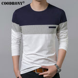 COODRONY T-Shirt Men 2018 Spring Autumn New Long Sleeve O-Neck T Shirt Men Brand Clothing Fashion Patchwork Cotton Tee Tops 7622